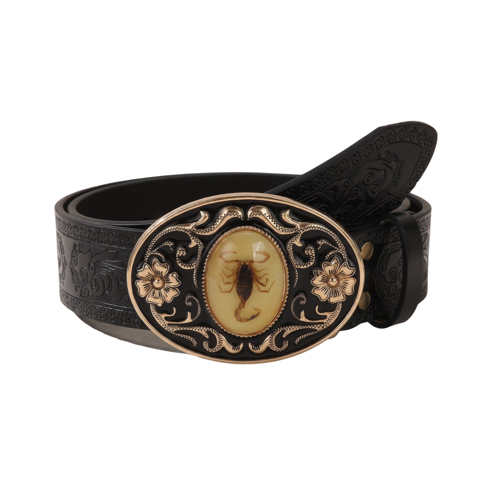 The Scorpion Belt — Western Leather with Solid Scorpion Buckle