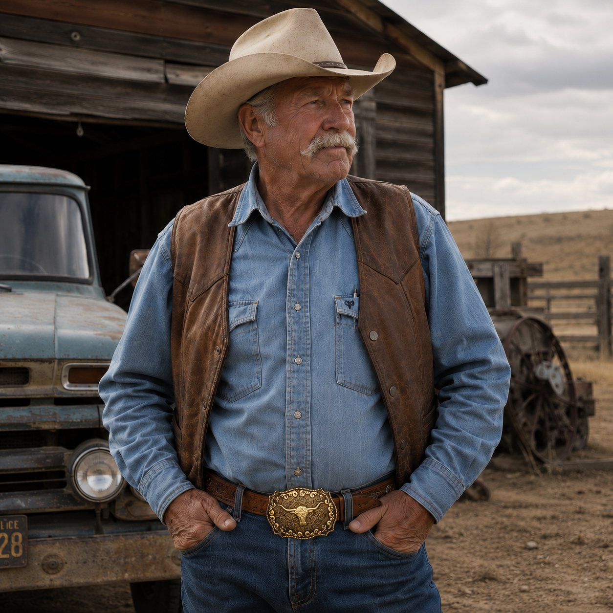 The Dutton Belt — Western-Tooled Leather with Longhorn Buckle