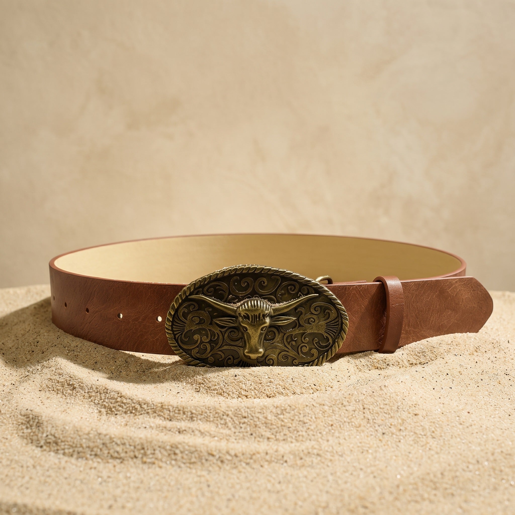 The Dalton Belt — Western Leather with Oval Longhorn Buckle