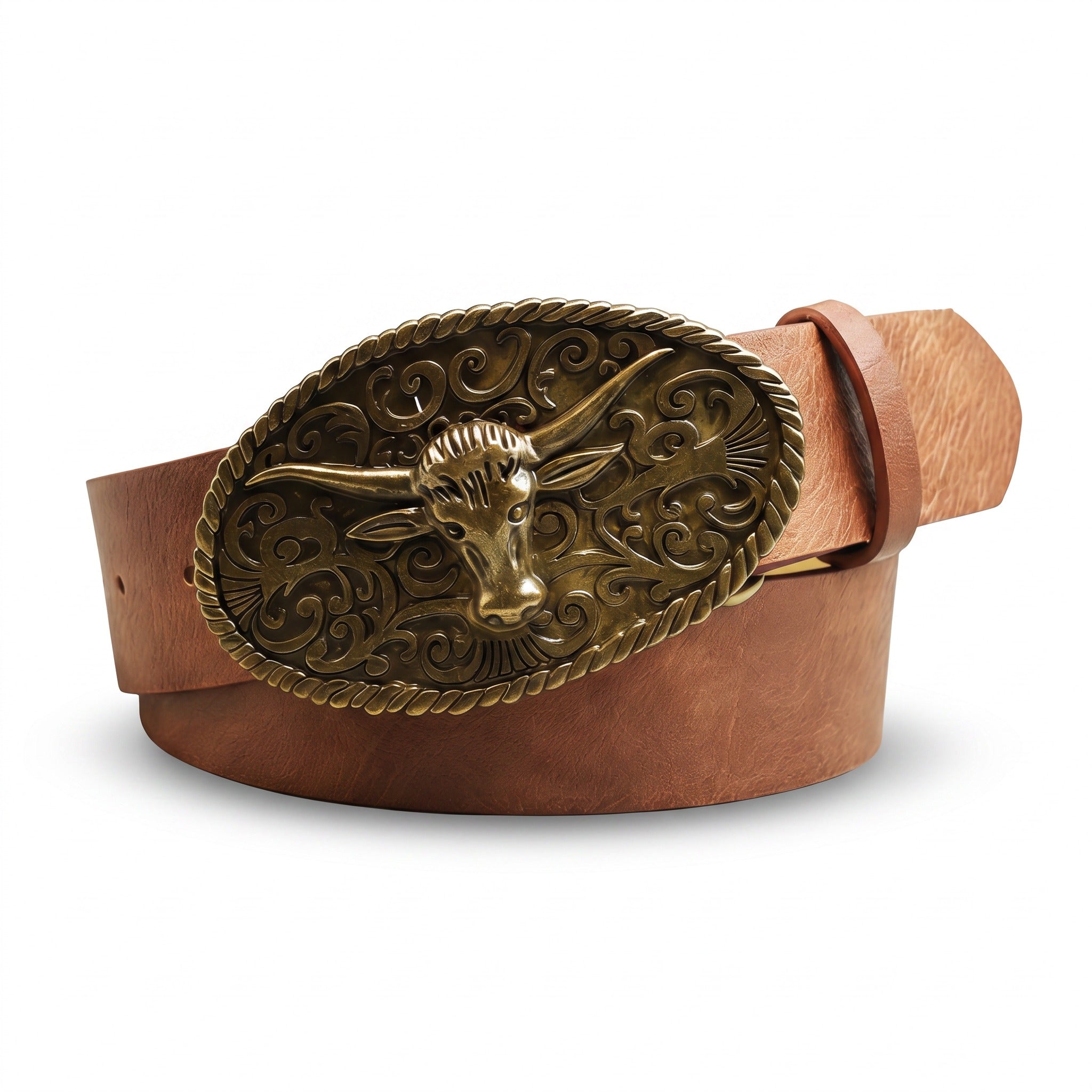 The Dalton Belt — Western Leather with Oval Longhorn Buckle