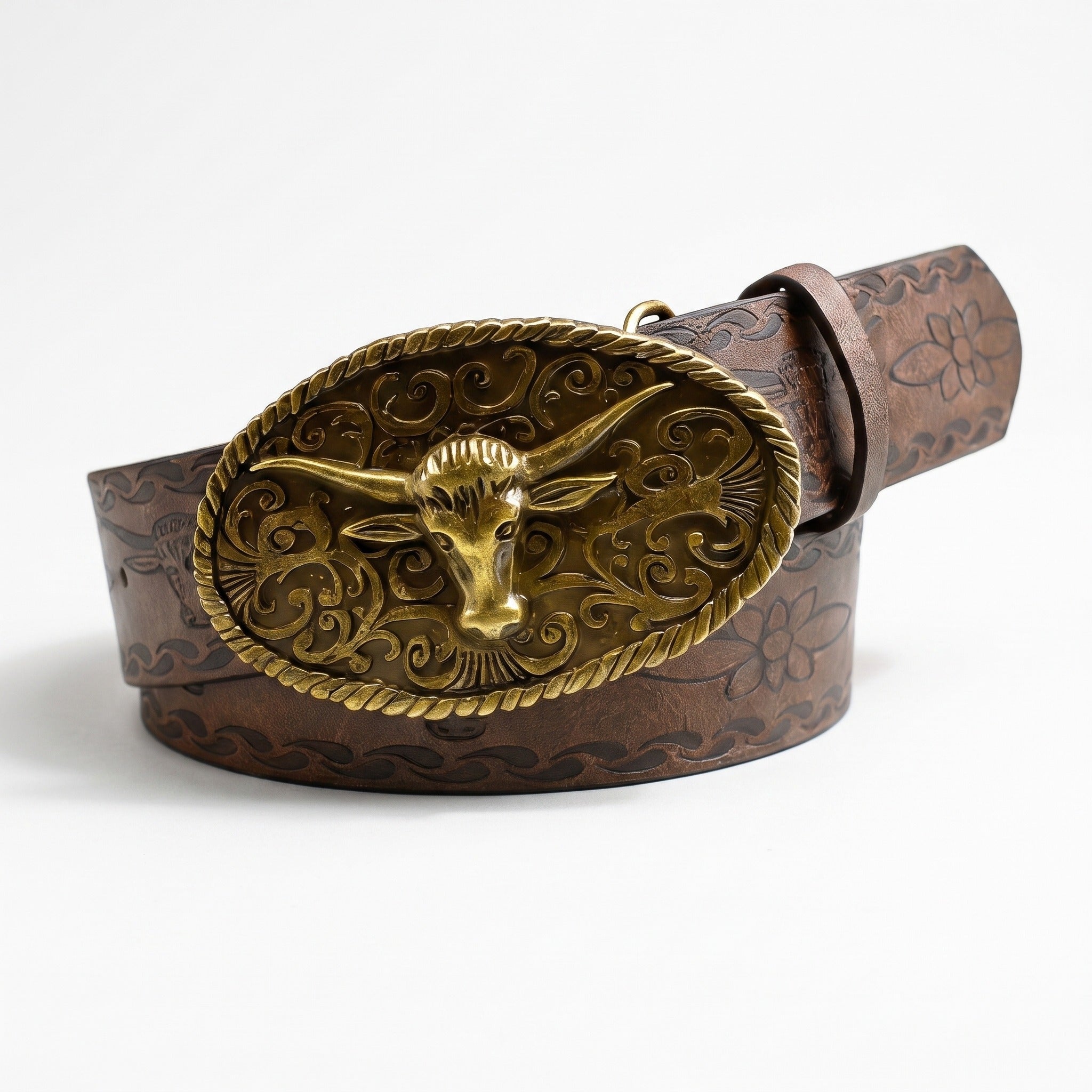 The Dalton Belt — Western Leather with Oval Longhorn Buckle