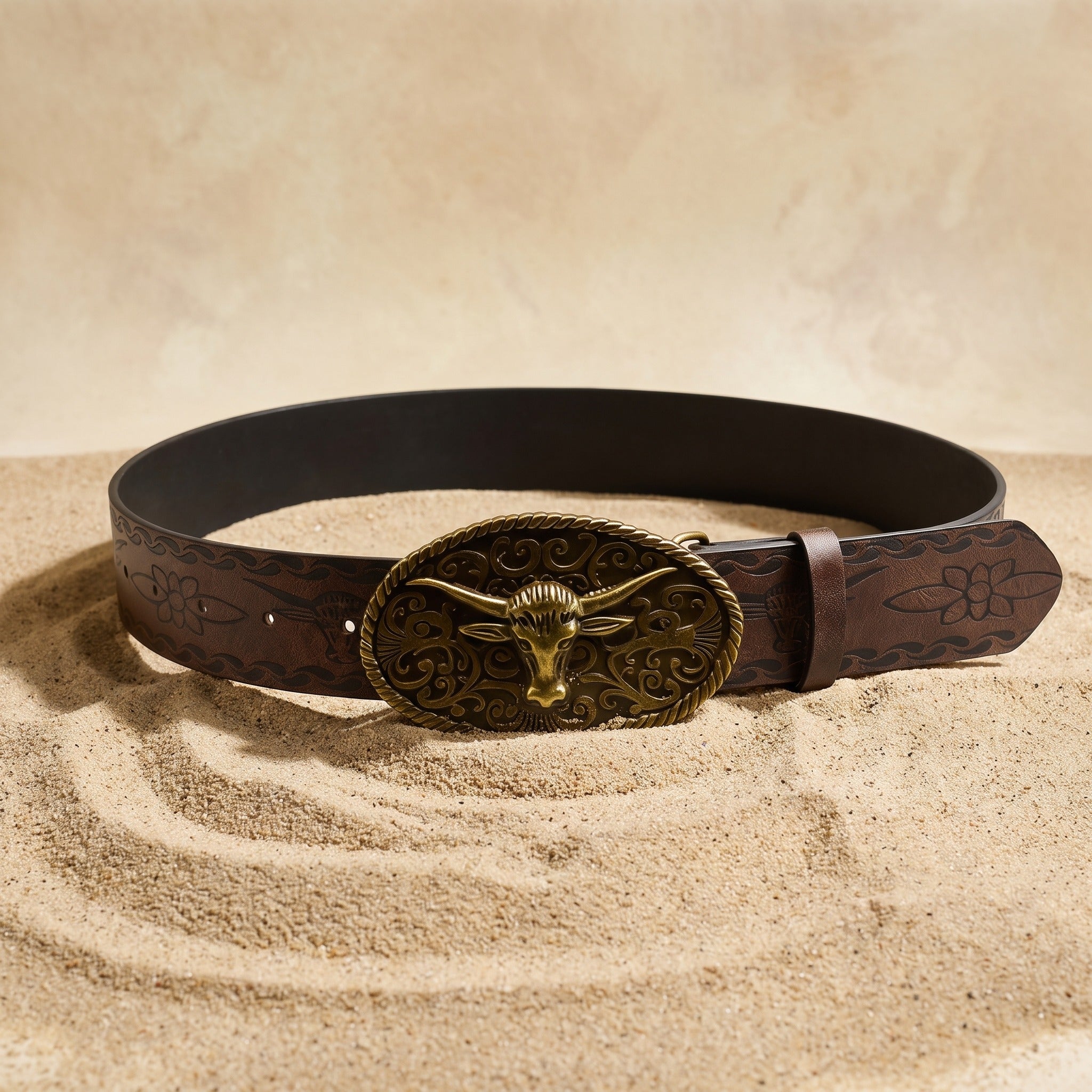 The Dalton Belt — Western Leather with Oval Longhorn Buckle