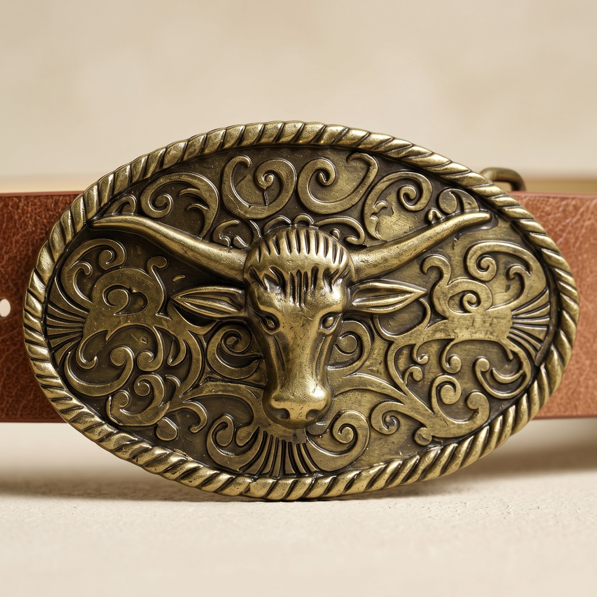 The Dalton Belt — Western Leather with Oval Longhorn Buckle