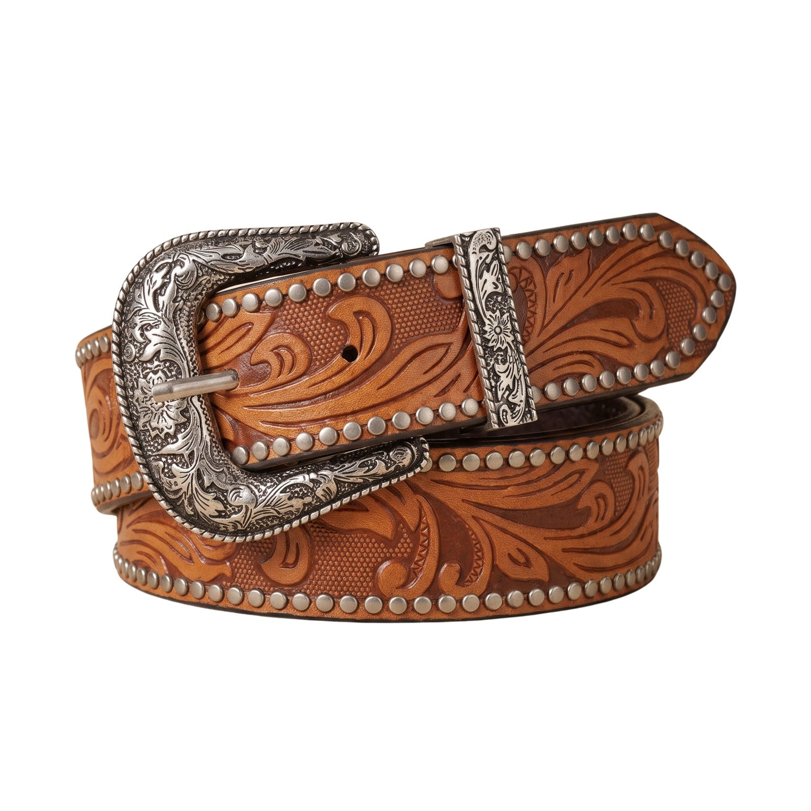 The Mervos Belt — Studded Western Leather with Rhinestone Buckle