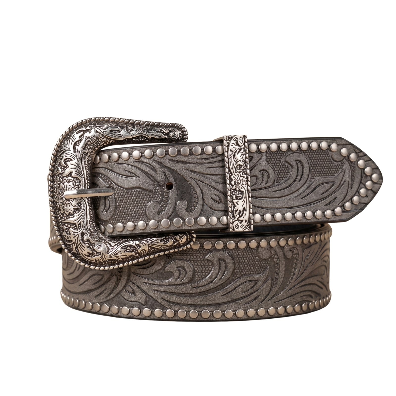 The Mervos Belt — Studded Western Leather with Rhinestone Buckle