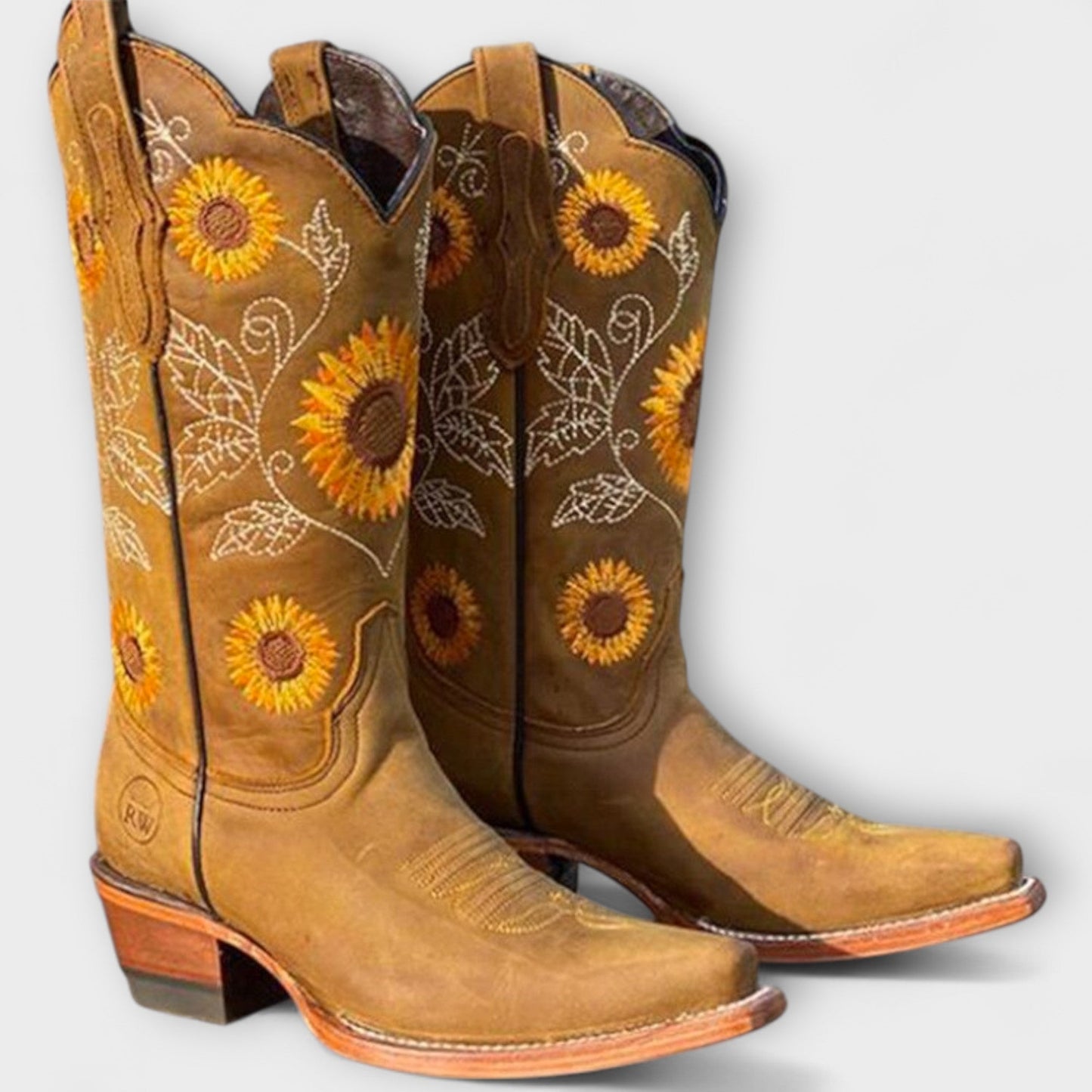 Women's Suede Cowboy Boots – Western Ankle Boots with Block Heel