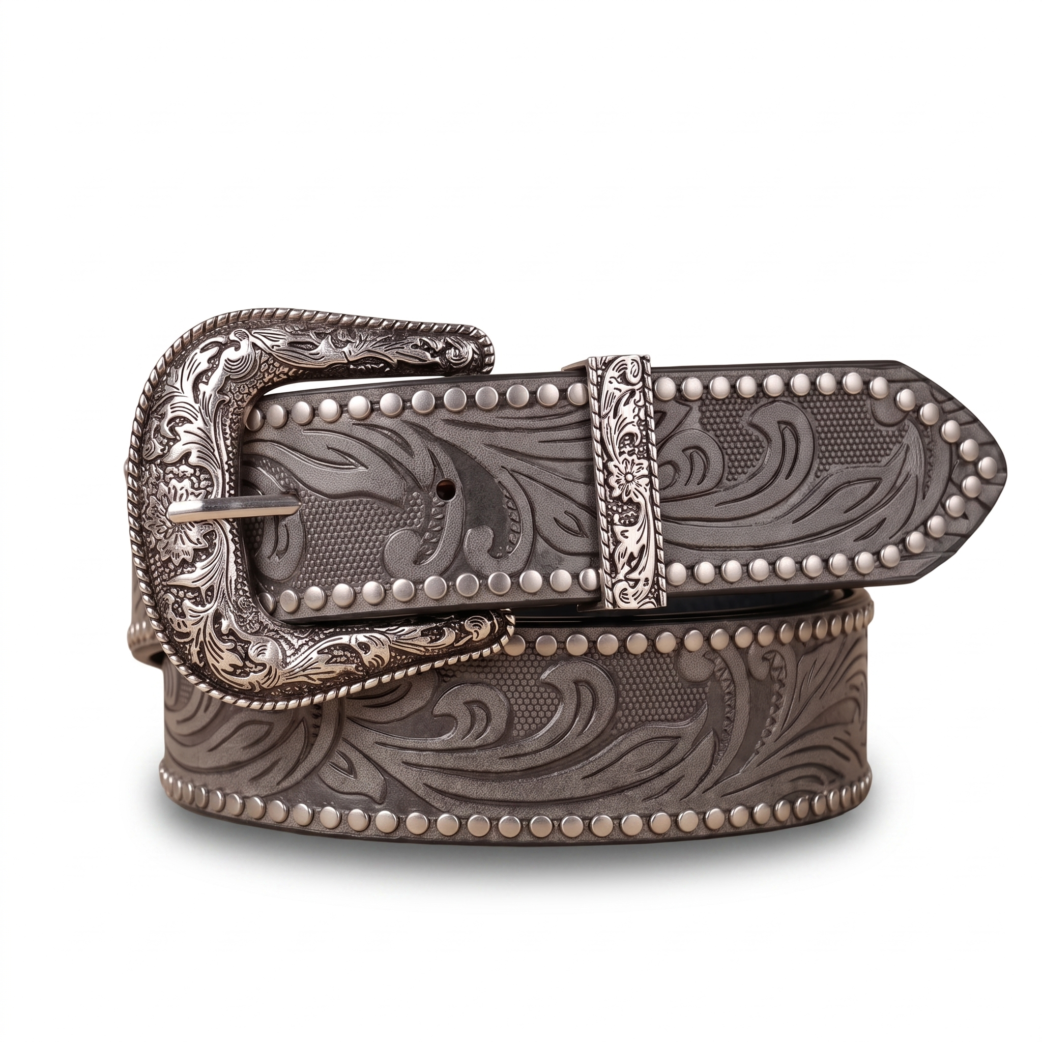 The Mervos Belt — Studded Western Leather with Rhinestone Buckle