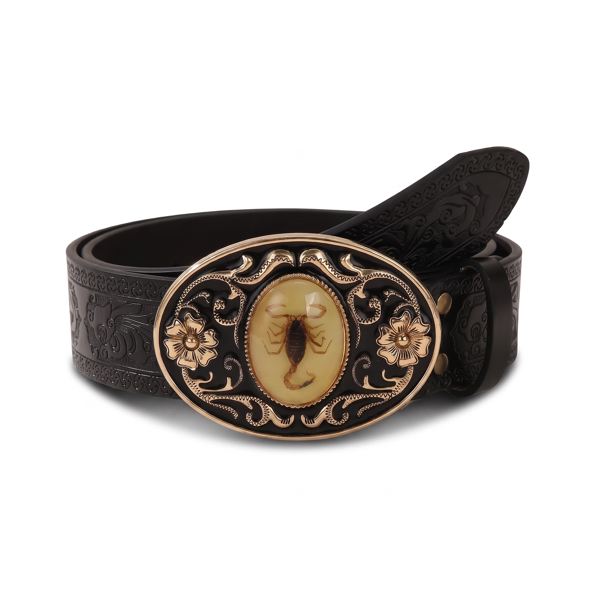 The Scorpion Belt — Western Leather with Solid Scorpion Buckle