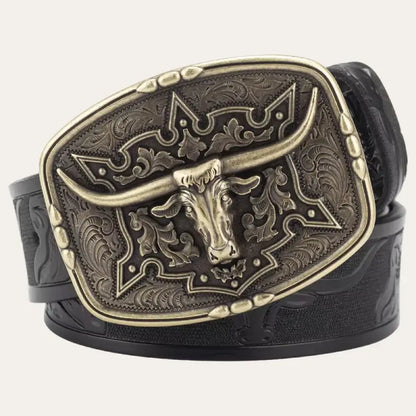 Western Leather Belt – Cowboy Belt with Texas-Style Removable Buckle