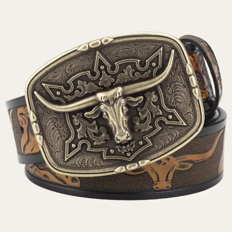 Western Leather Belt – Cowboy Belt with Texas-Style Removable Buckle