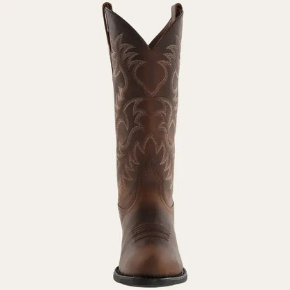 Men's Brown Cowboy Boots – Western Boots with Embroidered Shaft & Square Toe