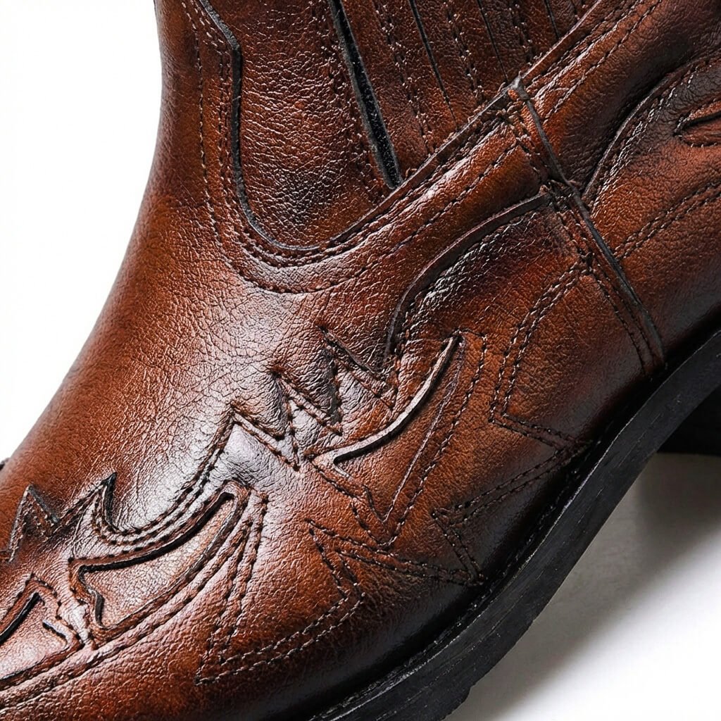 Men's Italian Leather Cowboy Boots – Classic Western Boots with Pointed Toe & Stacked Heel