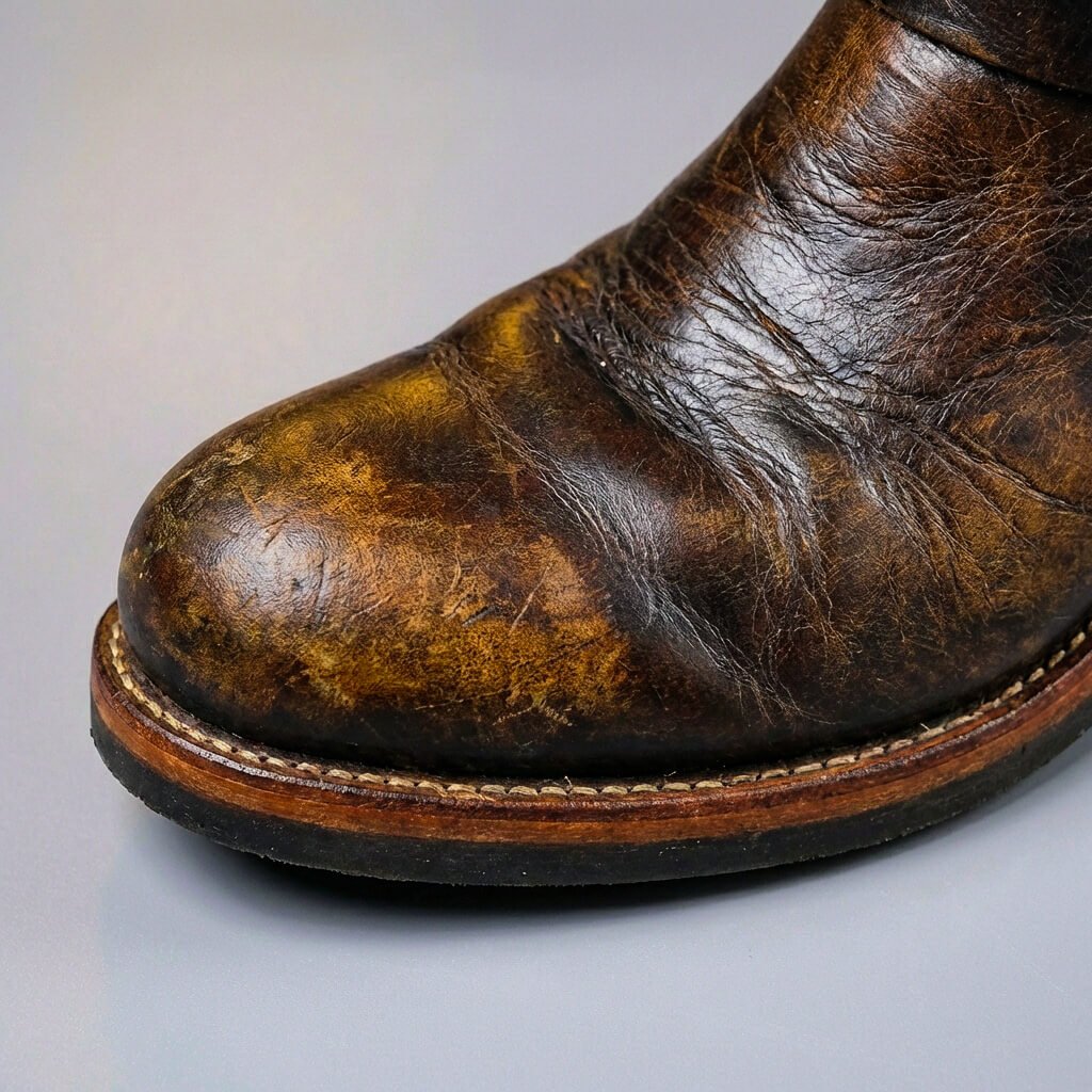 Men's Leather Cowboy Boots – Vintage Western Boots with Stacked Heel & Classic Stitching