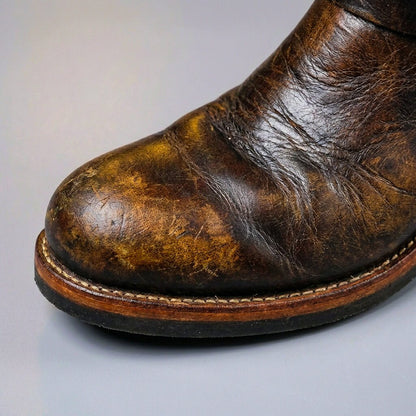 Men's Leather Cowboy Boots – Vintage Western Boots with Stacked Heel & Classic Stitching