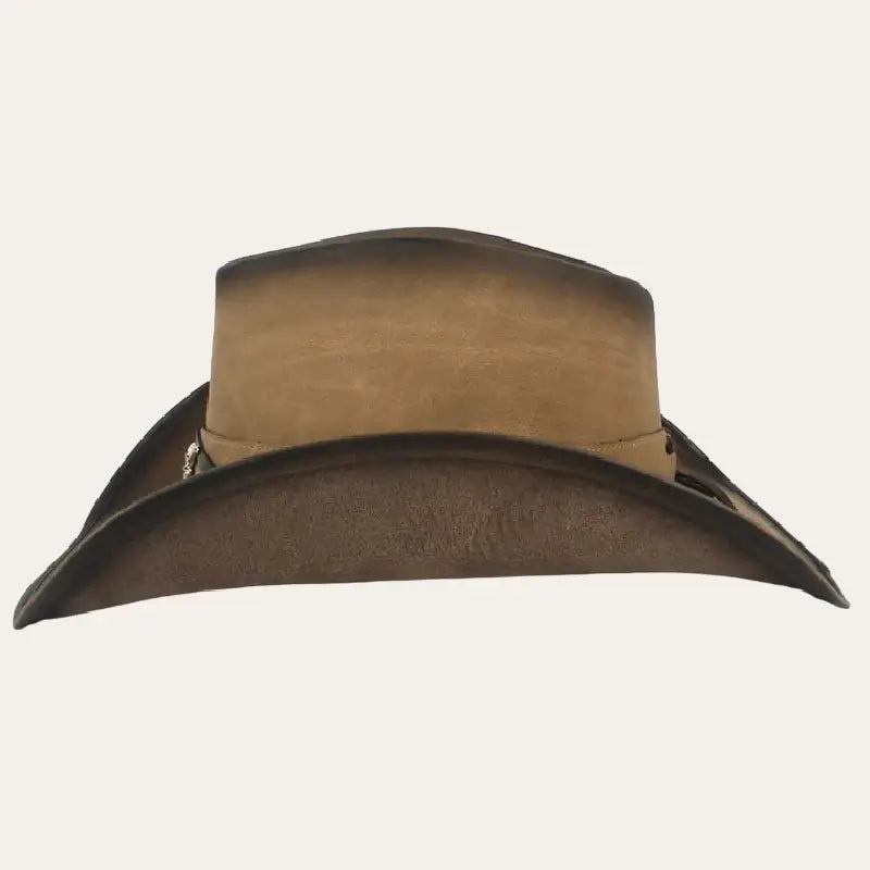 Leather Cowboy Hat – Genuine Leather Western Hat with Longhorn Concho Band