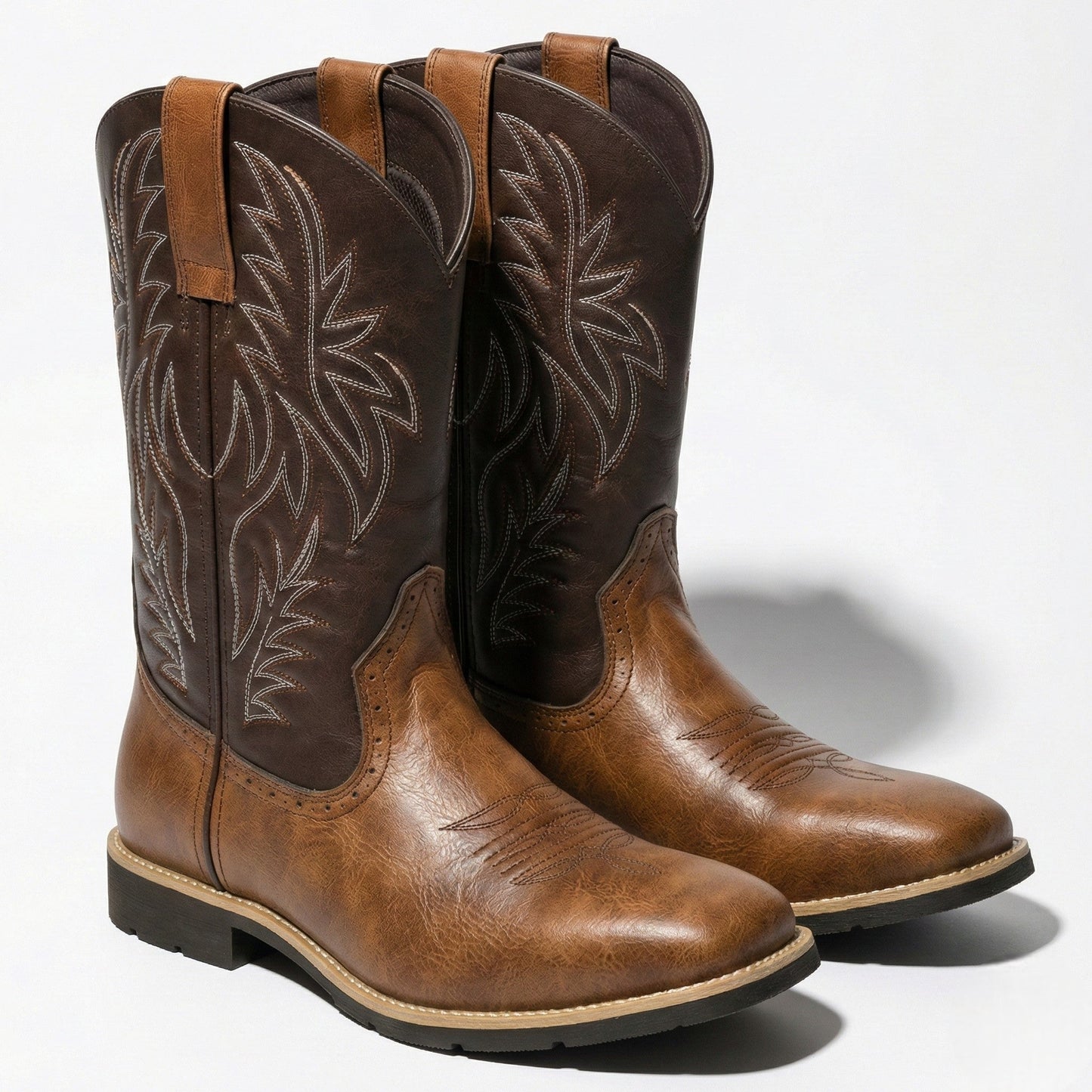 Men's Embroidered Cowboy Boots – Western Boots with Decorative Stitching & Distinct Toe