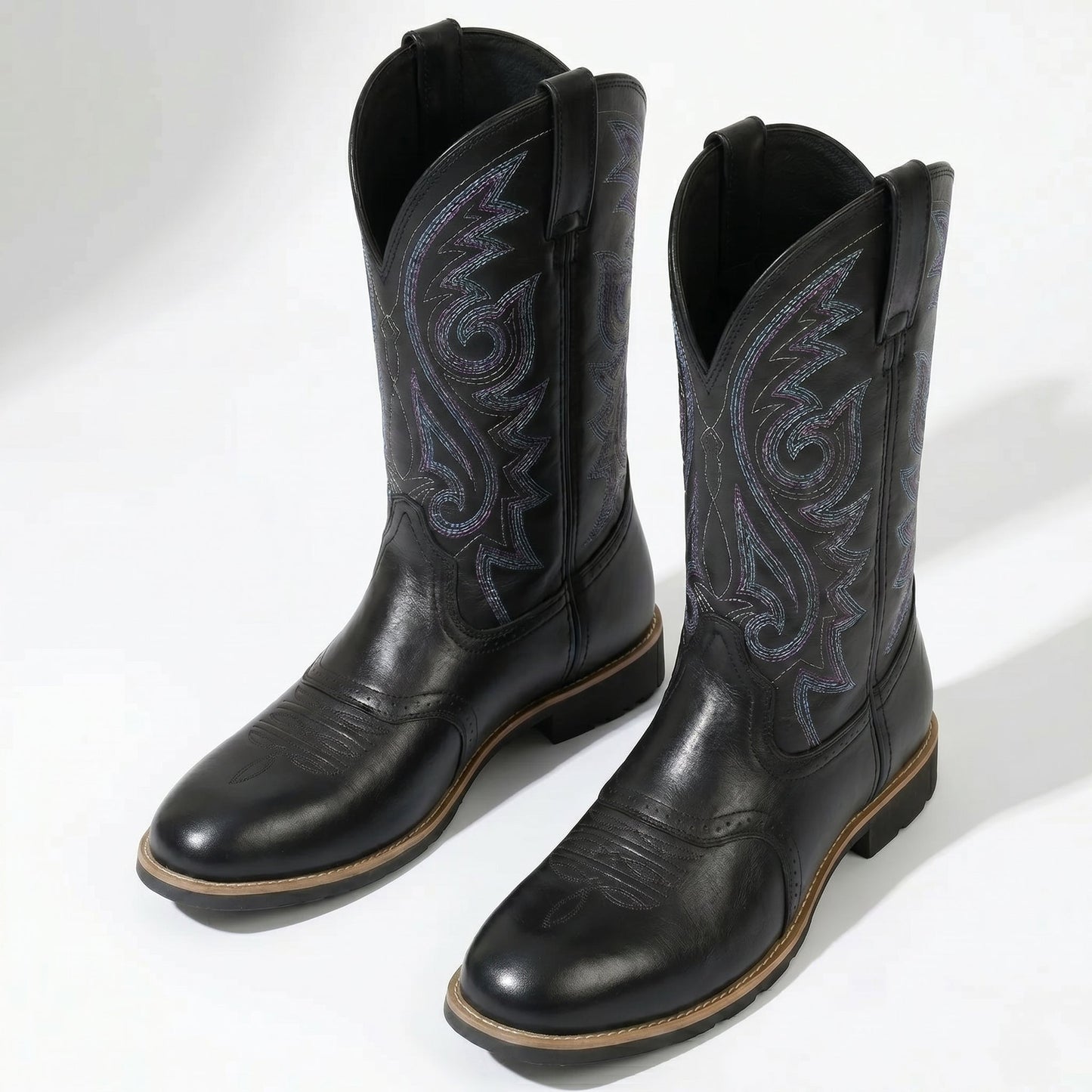 Men's Embroidered Cowboy Boots – Western Boots with Decorative Stitching & Distinct Toe