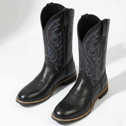 Men's Embroidered Cowboy Boots – Western Boots with Decorative Stitching & Distinct Toe