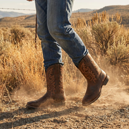 Men's Embroidered Cowboy Boots – Western Boots with Decorative Stitching & Distinct Toe