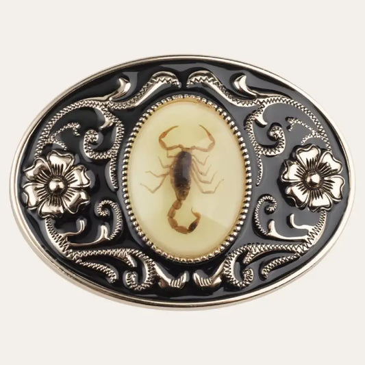 Scorpion Belt Buckle – Western Buckle with Real Scorpion in Resin