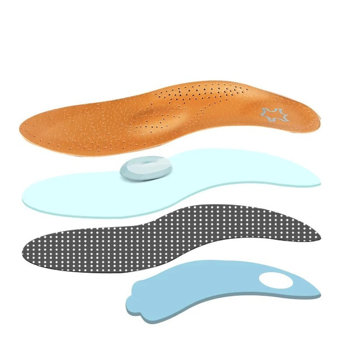 Layered construction of the cushioned insoles
