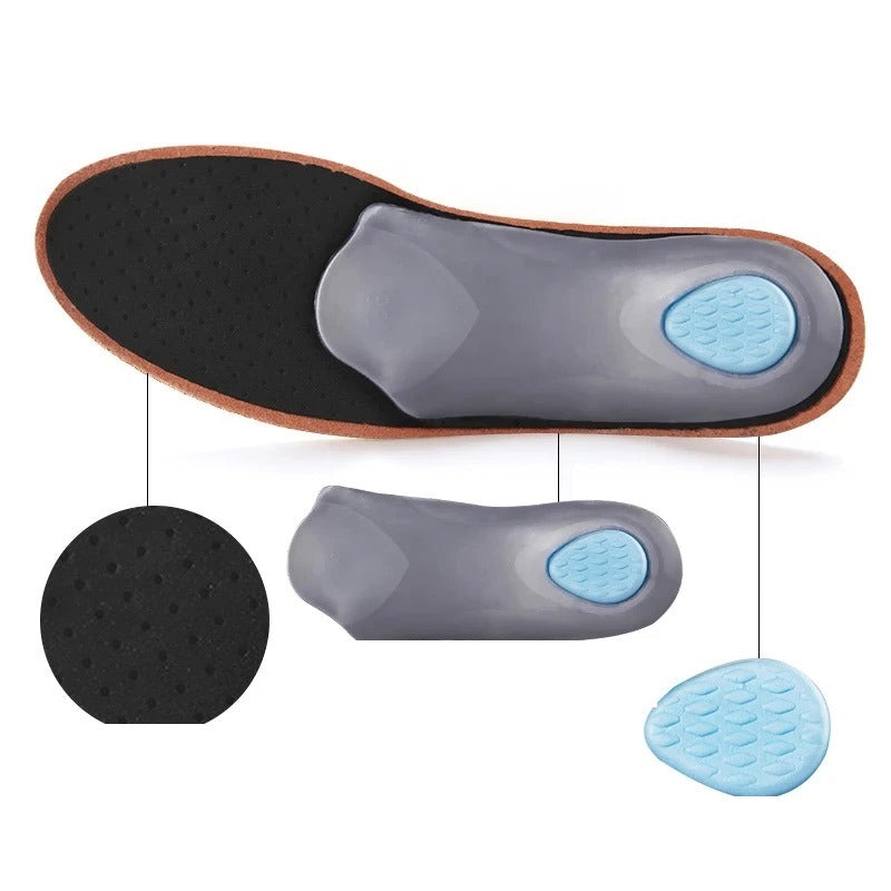 Underside of the insoles showing the cushioning layers