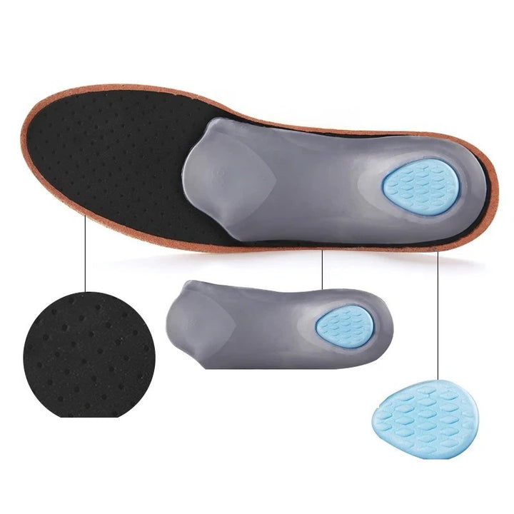 Underside of the insoles showing the cushioning layers