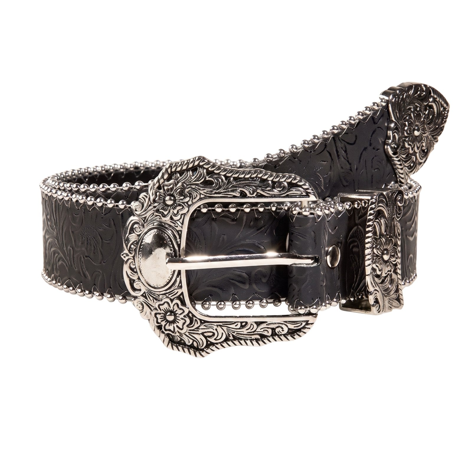 The Ranger Belt — Western Tooled Leather with Antique Silver Buckle