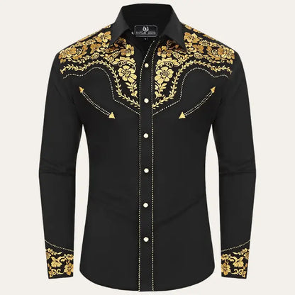 Men's Embroidered Western Shirt – Cowboy Shirt with Snap Buttons