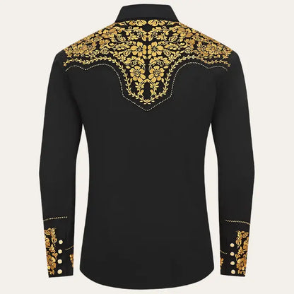 Men's Embroidered Western Shirt – Cowboy Shirt with Snap Buttons